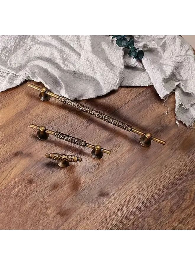 4pcs Copper Hammered Cabinet Handles 96mm Hole Spacing Zinc Alloy Vintage Kitchen Knobs - Image 2